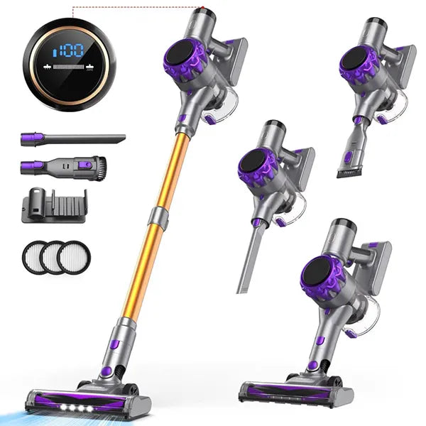 Cleanivia 8-in-1 Cordless Stick Vacuum – 40kPa Suction, Anti-Tangle, LED Display & 1.5L Dust Cup