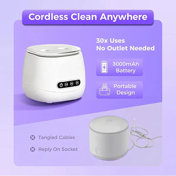 N3DomiX Denture Dome – 52kHz Ultrasonic Cleaner with UV Sterilizer | 200ML Wireless Cleaning Pod