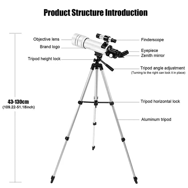 DeliTele 70mm Astronomy Telescope – Portable Stargazing Telescope for Kids, Beginners & Adults with Backpack & Adjustable Tripod