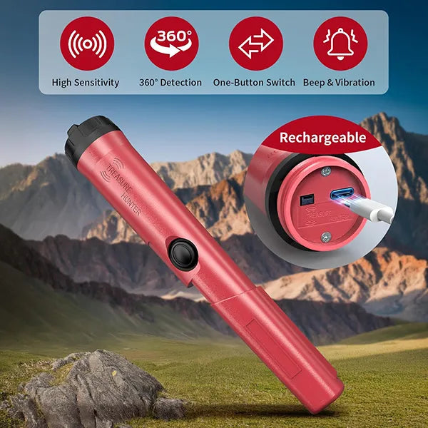 PoPinter Metal Detector Pinpointer – Waterproof 360° Handheld Pin Pointer with 3 Sensitivity Levels & 6 Modes