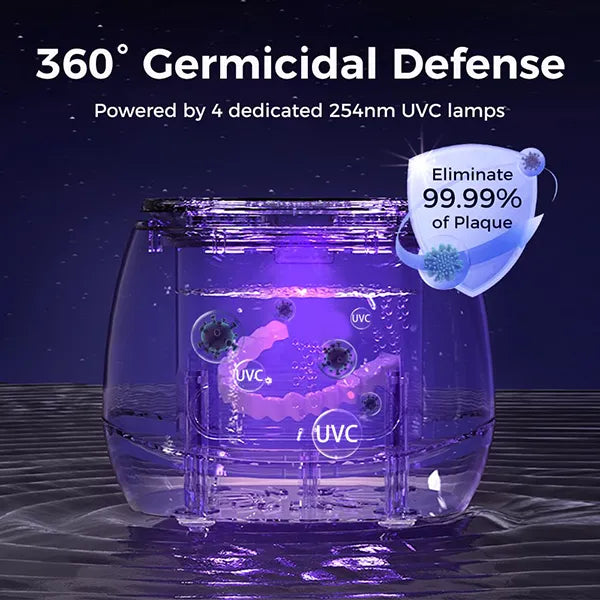 N3DomiX Denture Dome – 52kHz Ultrasonic Cleaner with UV Sterilizer | 200ML Wireless Cleaning Pod