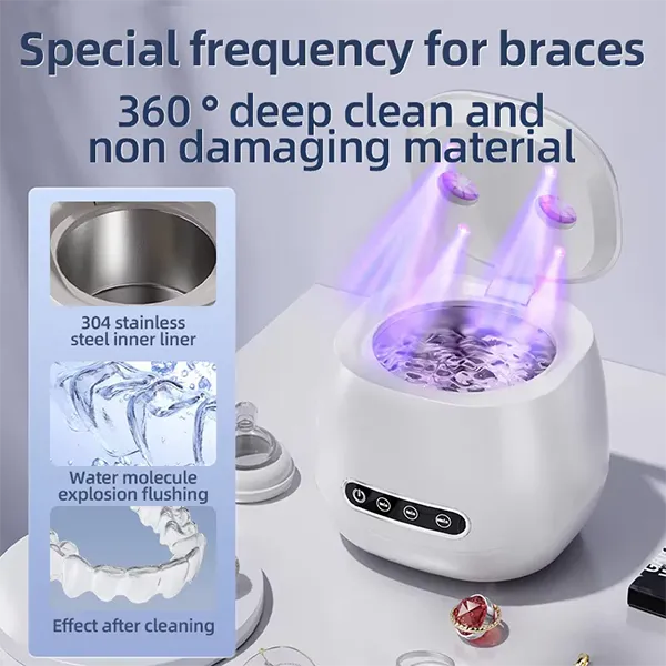 N3DomiX Ultrasonic Denture Cleaner with UV Sterilizer – 52kHz Cleaning Pod, 200ML Wireless, for Dentures, Aligners, Retainers & Jewelry