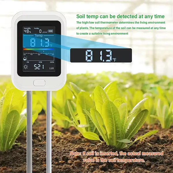 AmiSol3 6-in-1 Soil pH Tester – Rechargeable Digital Meter with LCD Display for pH, Moisture, Temperature, Sunlight & Fertility