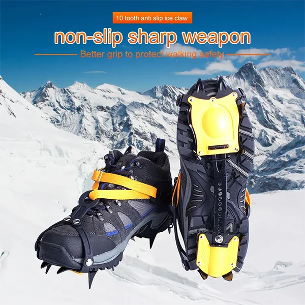 PraIce Ice Cleats – 10-Tooth Stainless Steel Crampons, Adjustable Snow Grips with Carry Bag