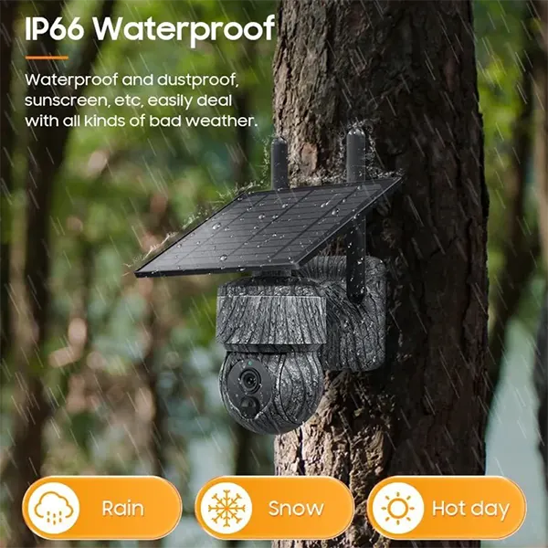 ZykaCam 4G LTE Solar Security Camera – 2K HD 360° PTZ, Night Vision, PIR Detection & 2-Way Audio | IP66