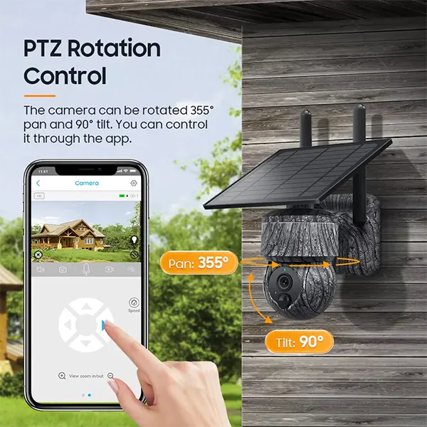 ZykaCam 4G LTE Solar Security Camera – 2K HD 360° PTZ, Night Vision, PIR Detection & 2-Way Audio | IP66