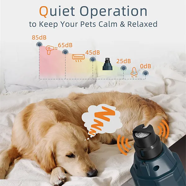 SukiPaw 6-Speed Dog Nail Grinder – Super Quiet Rechargeable Electric Nail Trimmer for Dogs