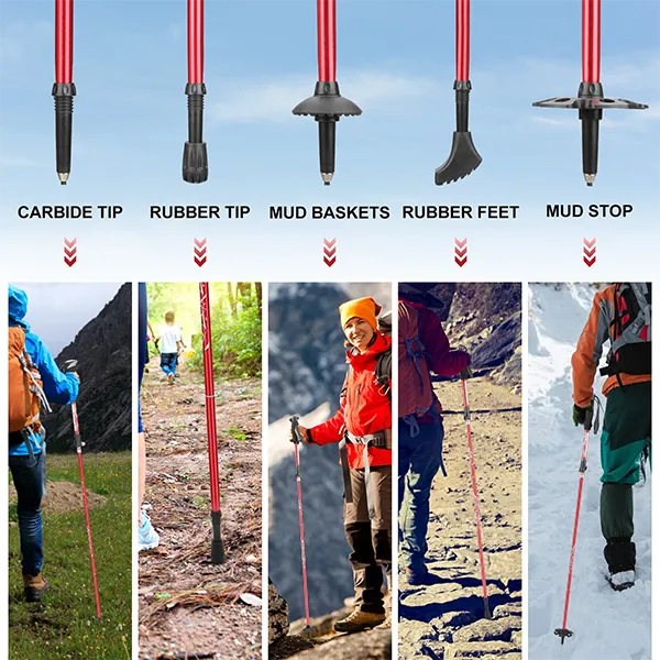 Kolamia Collapsible Trekking Poles – Lightweight Aircraft-Grade Aluminum Folding Hiking Sticks