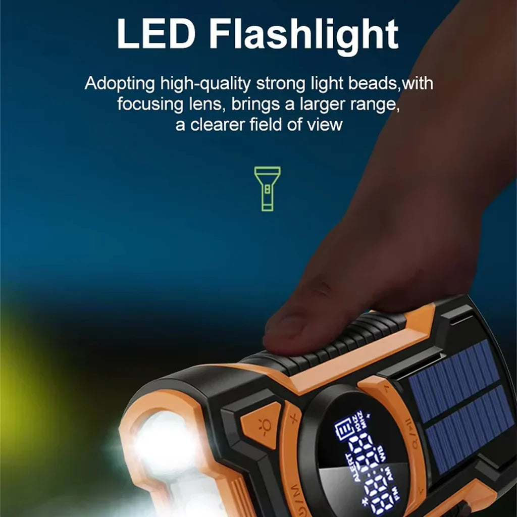 DalyRad Emergency Radio – 5000mAh Power Bank, Solar & Hand Crank, AM/FM, SOS Alert & 3-Mode Flashlight